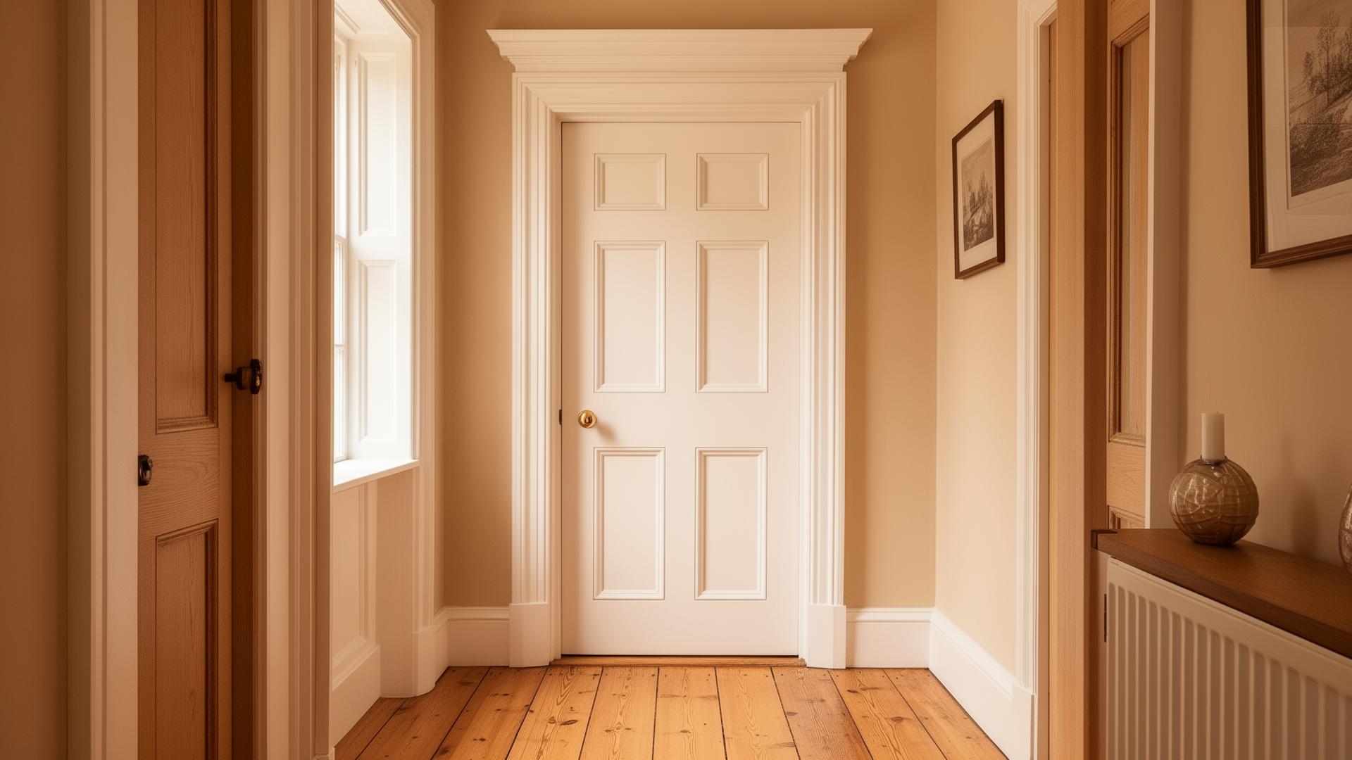 Beautiful Yorkshire hallway with professionally fitted white panelled internal door
