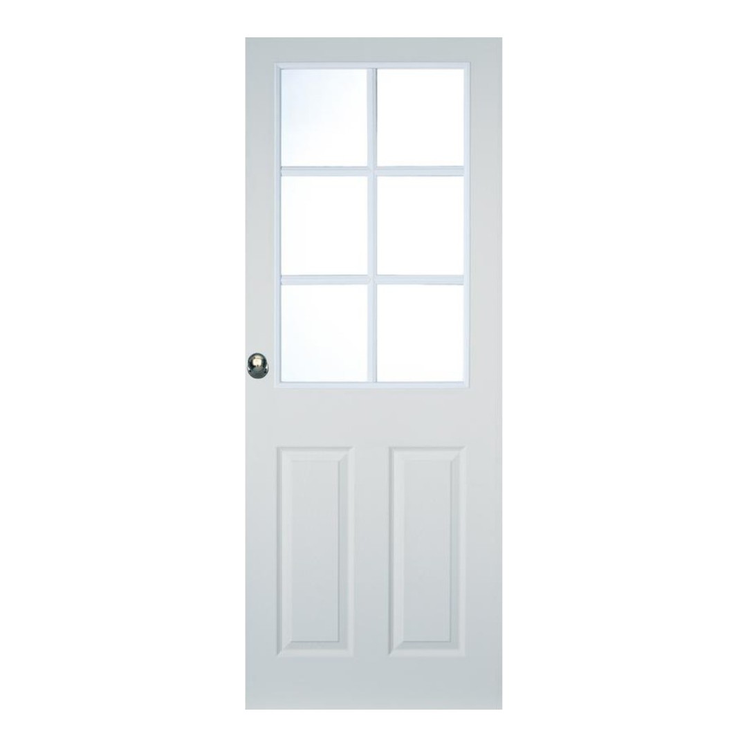 Colonial White Grained 6 Panel Moulded Clear Glazed Door