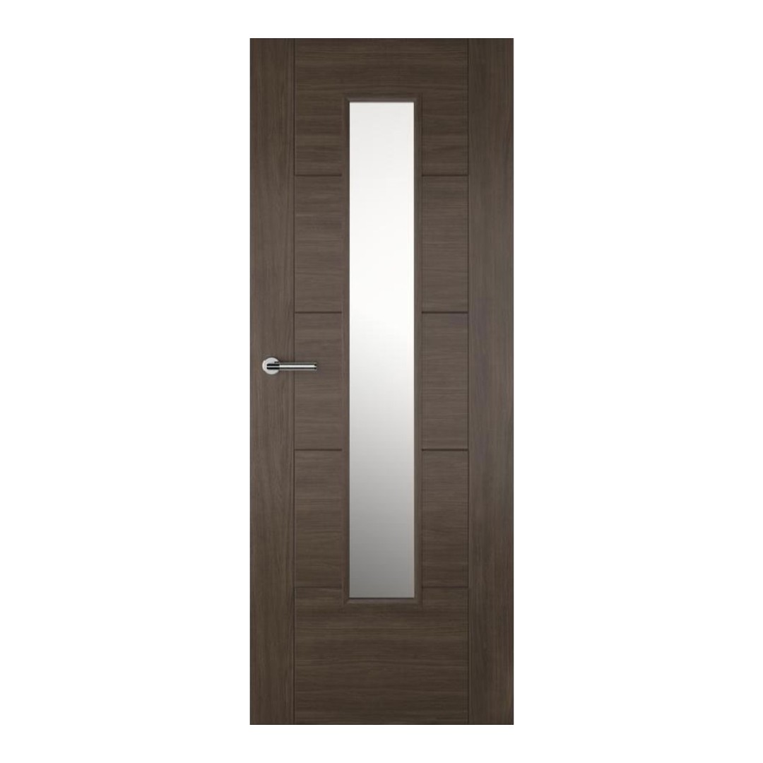 Daytona Laminate Walnut Pre-finished Clear Glazed Door