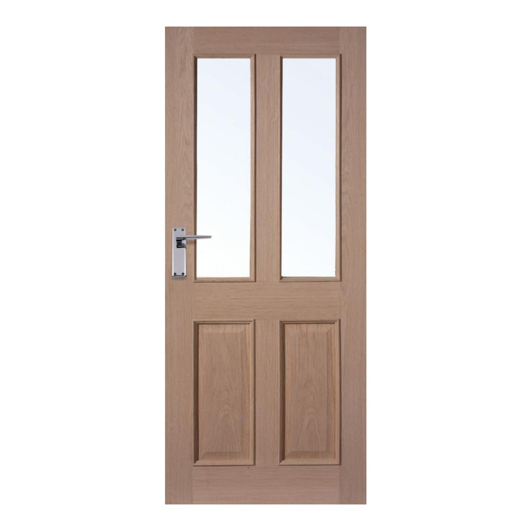 Rockingham Oak 4 Panel Clear Glazed Door