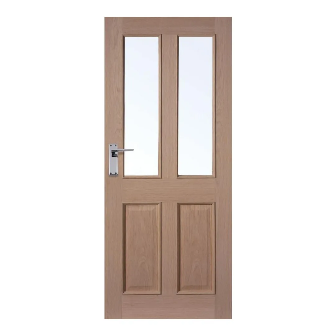 Rockingham Oak 4 Panel Clear Glazed Door