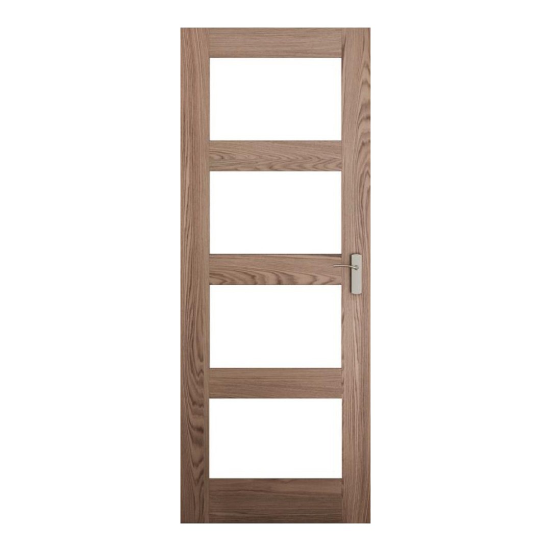 Shaker Oak 4 Panel Pre-Finished Clear Glazed Door