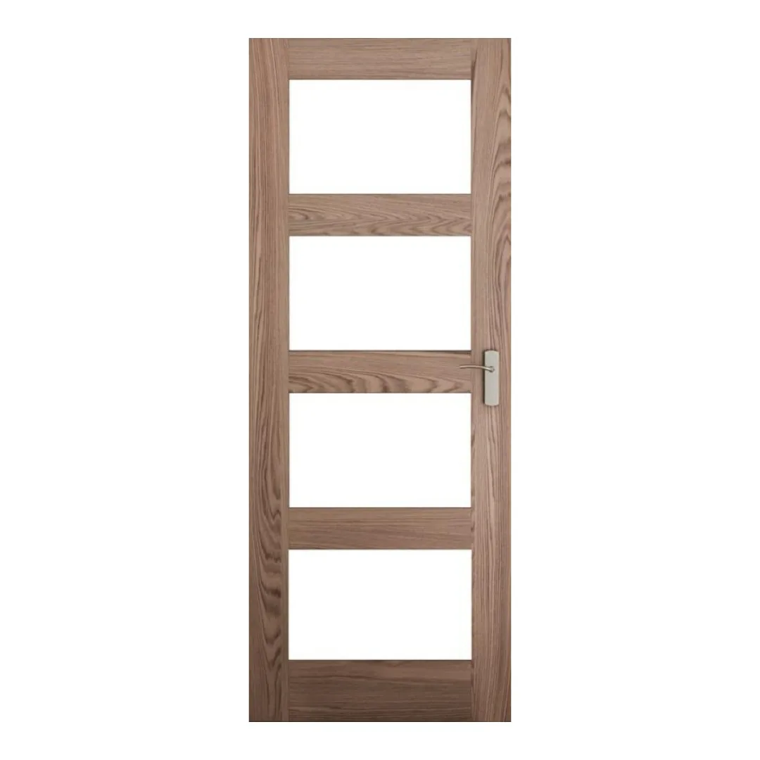 Shaker Oak 4 Panel Pre-Finished Clear Glazed Door